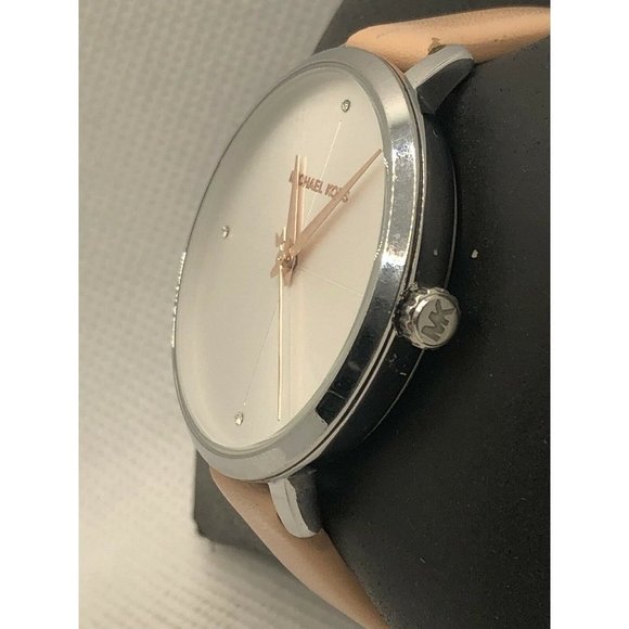 Michael Kors MK2778 Unisex Pink Leather Analog Sil - Picture 2 of 9